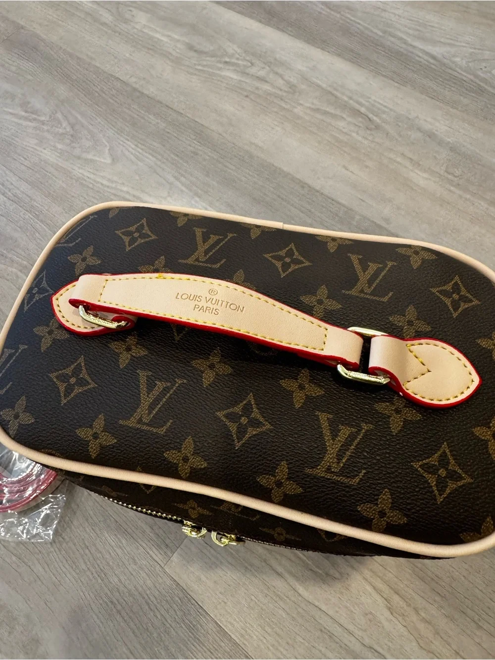 Source unknown Brown Monogram Vanity Case with Red Trim 25CM